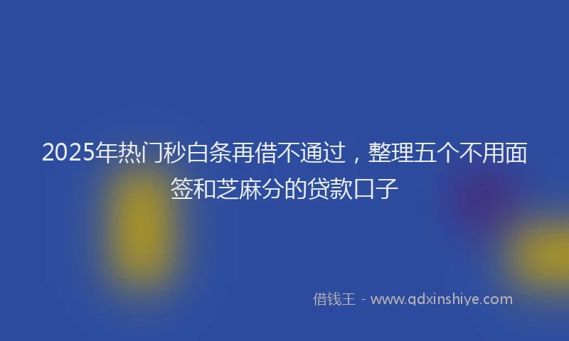 2025年热门秒白条再借不通过,整理五个不用面签和芝麻分的贷款口子