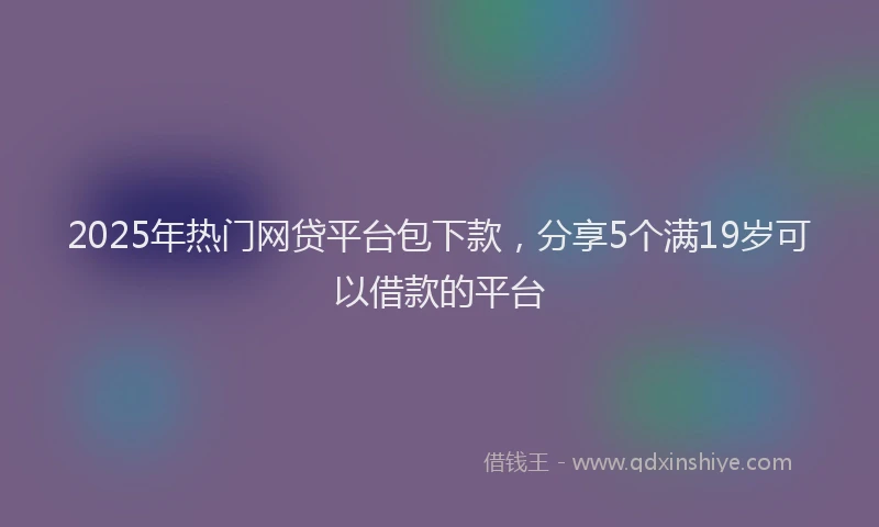2025年热门网贷平台包下款，分享5个满19岁可以借款的平台