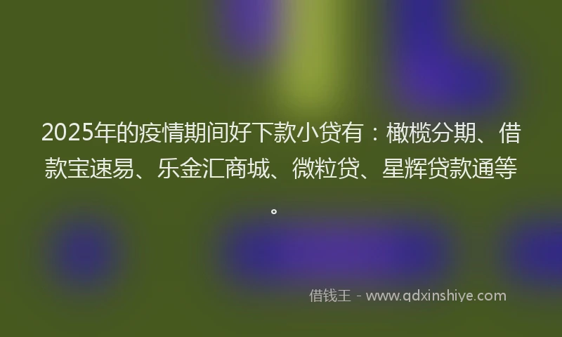 2025年的疫情期间好下款小贷有：橄榄分期、借款宝速易、乐金汇商城、微粒贷、星辉贷款通等。