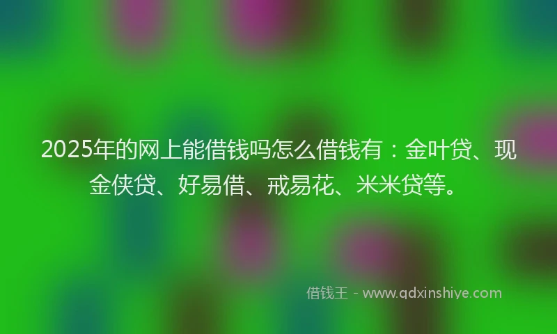 2025年的网上能借钱吗怎么借钱有:金叶贷、现金侠贷、好易借、戒易花、米米贷等。