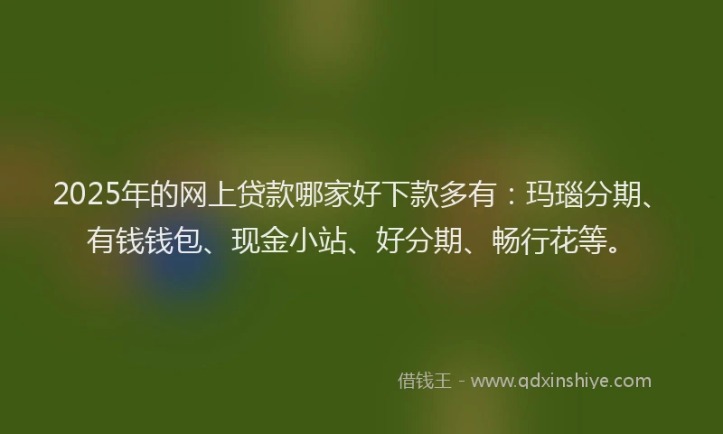 2025年的网上贷款哪家好下款多有:玛瑙分期、有钱钱包、现金小站、好分期、畅行花等。