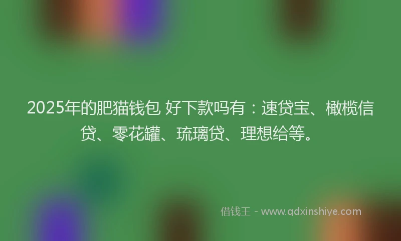 2025年的肥猫钱包 好下款吗有：速贷宝、橄榄信贷、零花罐、琉璃贷、理想给等。
