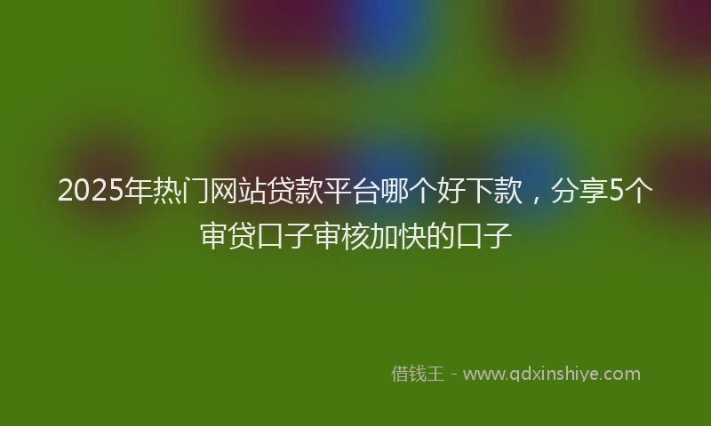 2025年热门网站贷款平台哪个好下款，分享5个审贷口子审核加快的口子