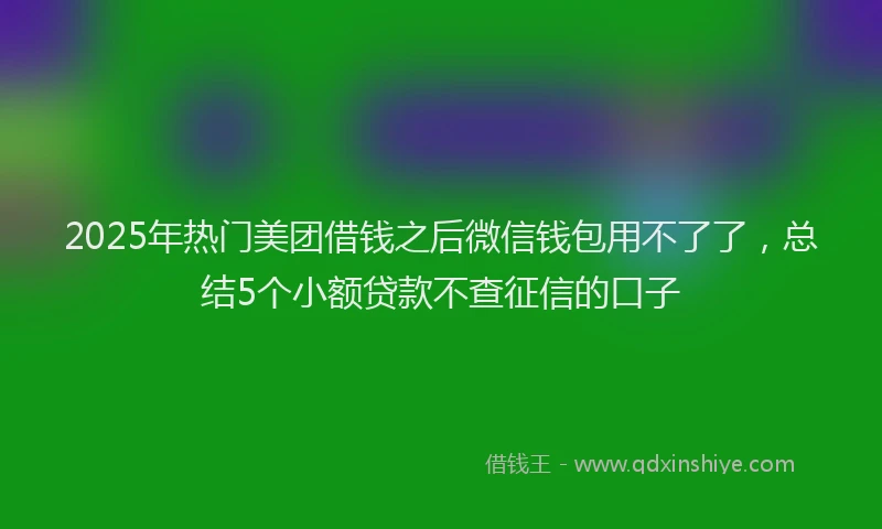 2025年热门美团借钱之后微信钱包用不了了,总结5个小额贷款不查征信的口子