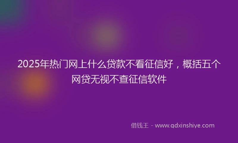 2025年热门网上什么贷款不看征信好，概括五个网贷无视不查征信软件