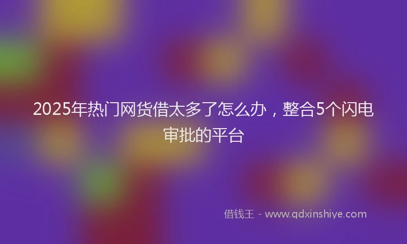 2025年热门网货借太多了怎么办，整合5个闪电审批的平台