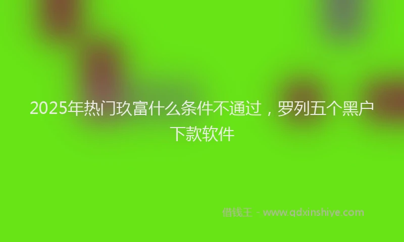 2025年热门玖富什么条件不通过，罗列五个黑户下款软件