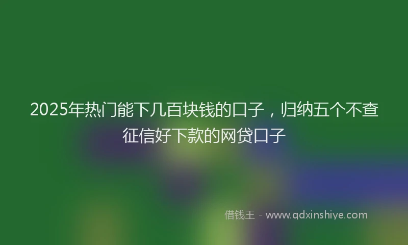 2025年热门能下几百块钱的口子，归纳五个不查征信好下款的网贷口子