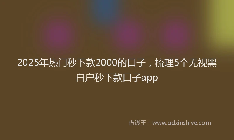 2025年热门秒下款2000的口子，梳理5个无视黑白户秒下款口子app