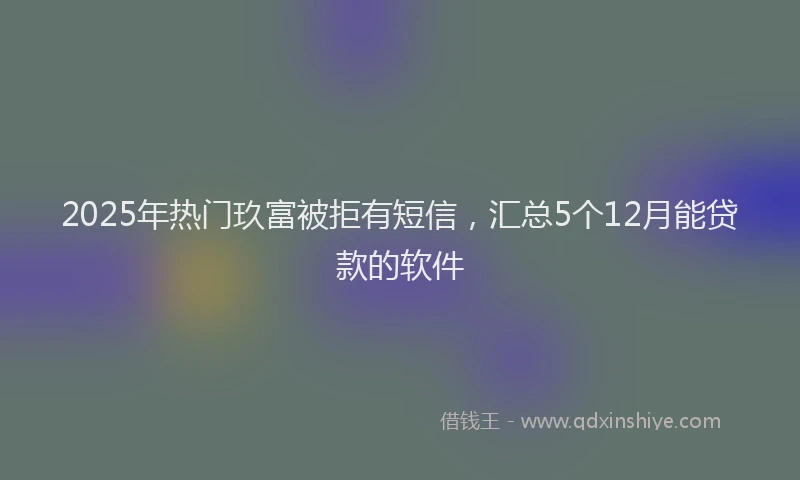 2025年热门玖富被拒有短信，汇总5个12月能贷款的软件