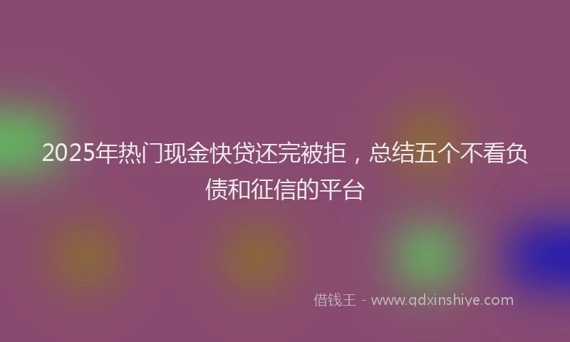 2025年热门现金快贷还完被拒，总结五个不看负债和征信的平台