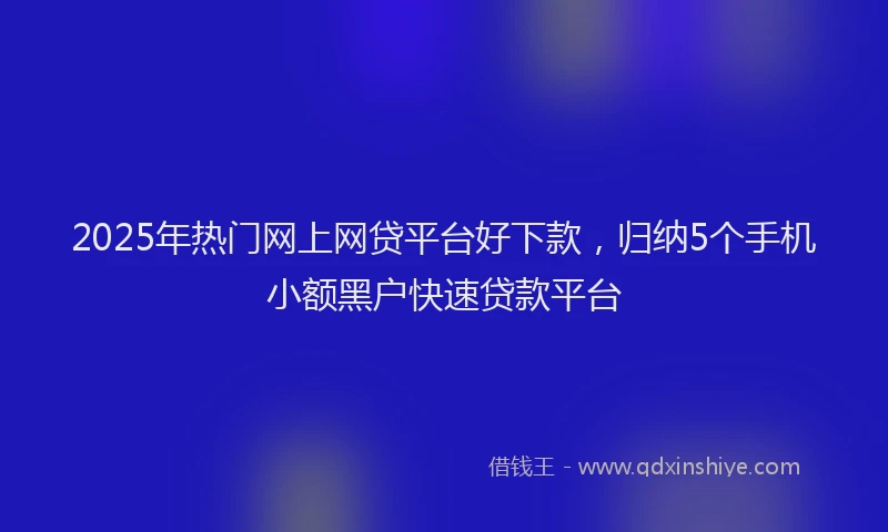 2025年热门网上网贷平台好下款,归纳5个手机小额黑户快速贷款平台