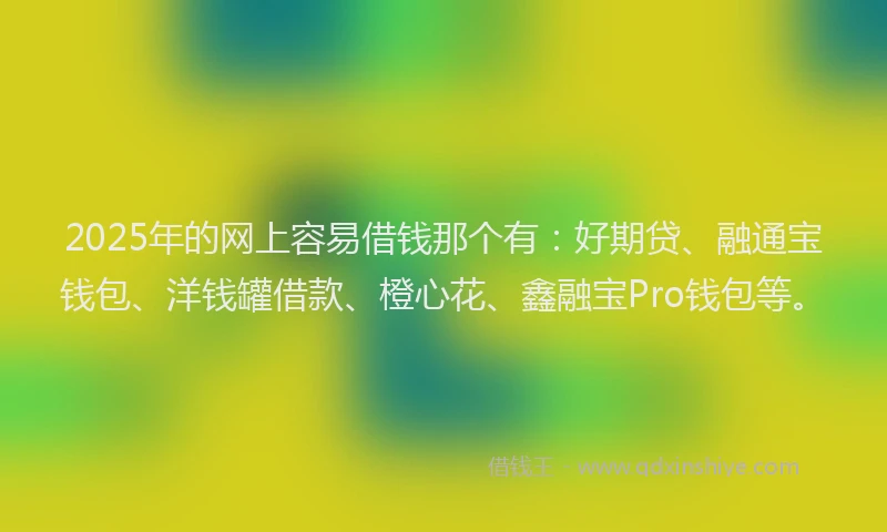 2025年的网上容易借钱那个有：好期贷、融通宝钱包、洋钱罐借款、橙心花、鑫融宝Pro钱包等。