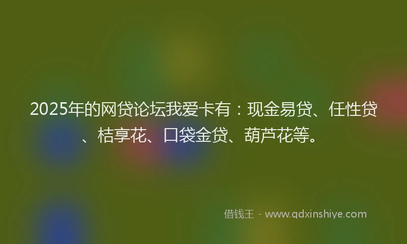 2025年的网贷论坛我爱卡有：现金易贷、任性贷、桔享花、口袋金贷、葫芦花等。