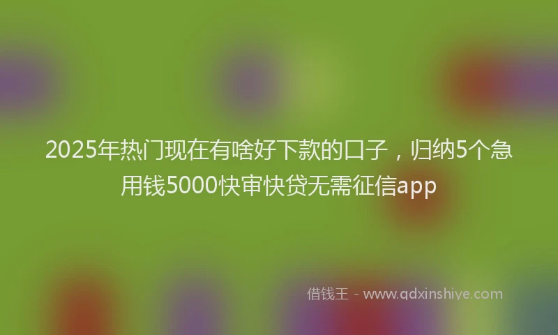 2025年热门现在有啥好下款的口子，归纳5个急用钱5000快审快贷无需征信app