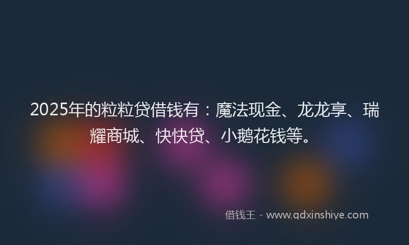 2025年的粒粒贷借钱有：魔法现金、龙龙享、瑞耀商城、快快贷、小鹅花钱等。