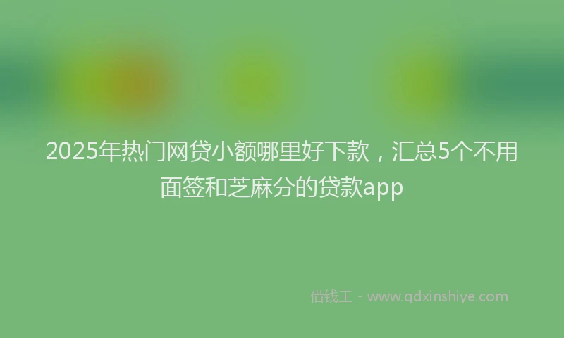 2025年热门网贷小额哪里好下款,汇总5个不用面签和芝麻分的贷款app
