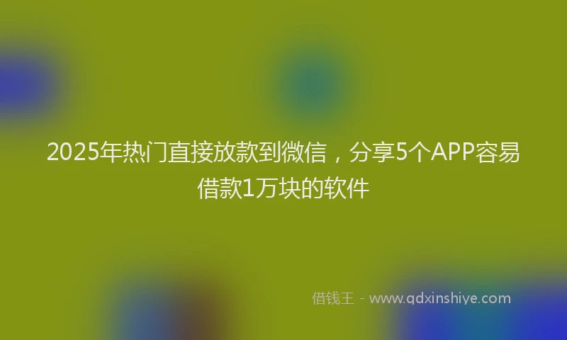 2025年热门直接放款到微信，分享5个APP容易借款1万块的软件
