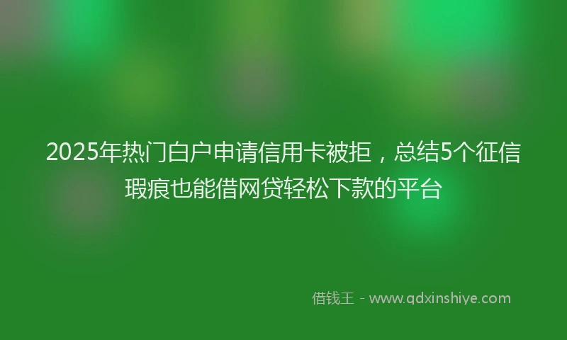 2025年热门白户申请信用卡被拒,总结5个征信瑕疵也能借网贷轻松下款的平台