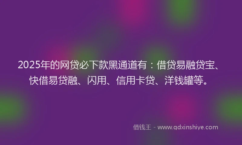 2025年的网贷必下款黑通道有:借贷易融贷宝、快借易贷融、闪用、信用卡贷、洋钱罐等。