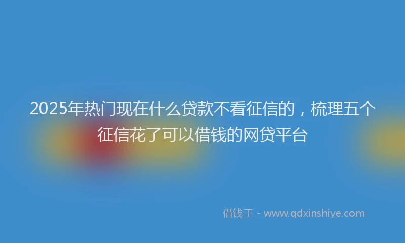2025年热门现在什么贷款不看征信的，梳理五个征信花了可以借钱的网贷平台