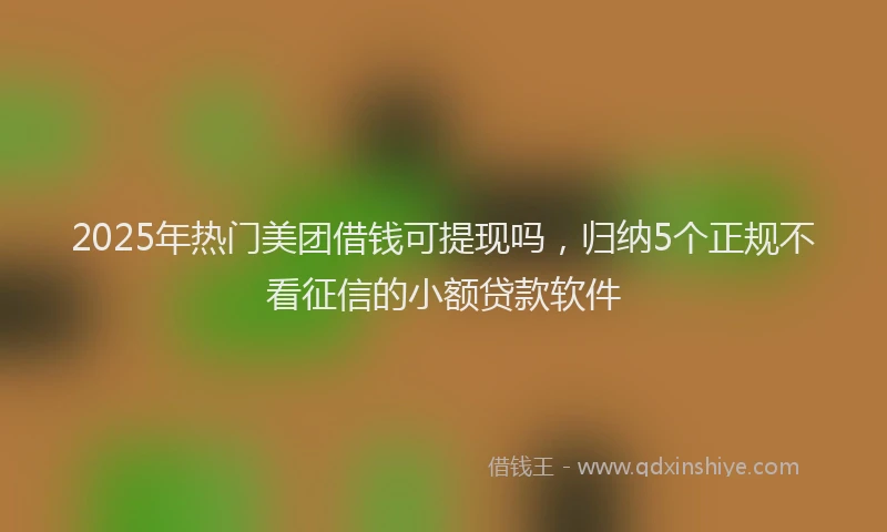 2025年热门美团借钱可提现吗，归纳5个正规不看征信的小额贷款软件