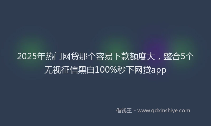 2025年热门网贷那个容易下款额度大，整合5个无视征信黑白100%秒下网贷app