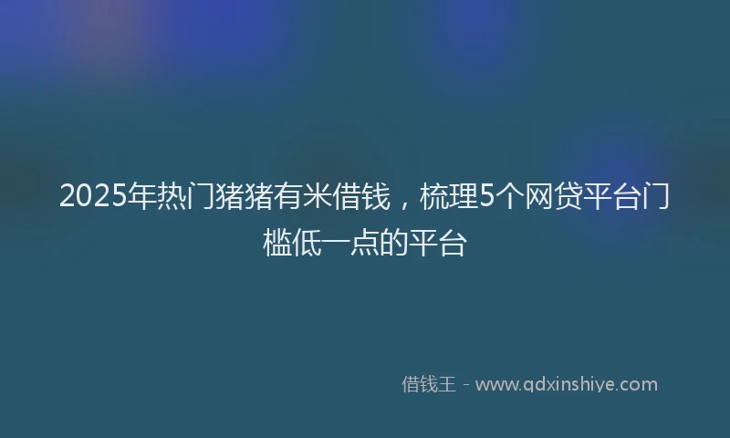 2025年热门猪猪有米借钱，梳理5个网贷平台门槛低一点的平台