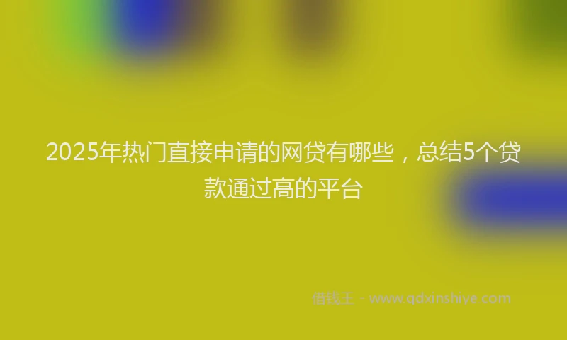 2025年热门直接申请的网贷有哪些,总结5个贷款通过高的平台