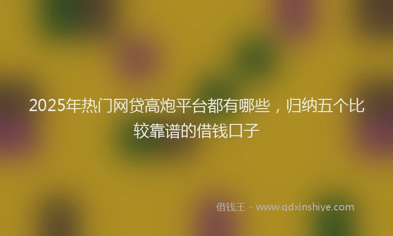 2025年热门网贷高炮平台都有哪些，归纳五个比较靠谱的借钱口子