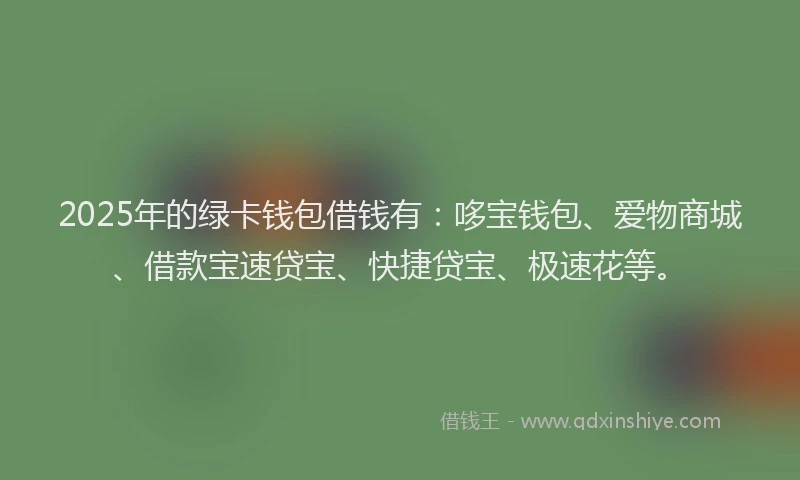 2025年的绿卡钱包借钱有:哆宝钱包、爱物商城、借款宝速贷宝、快捷贷宝、极速花等。