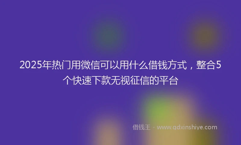 2025年热门用微信可以用什么借钱方式，整合5个快速下款无视征信的平台