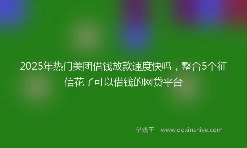 2025年热门美团借钱放款速度快吗，整合5个征信花了可以借钱的网贷平台