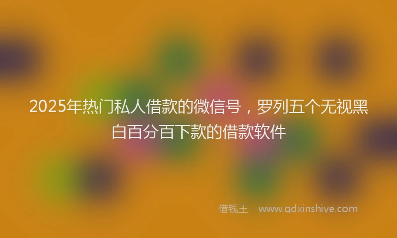2025年热门私人借款的微信号，罗列五个无视黑白百分百下款的借款软件