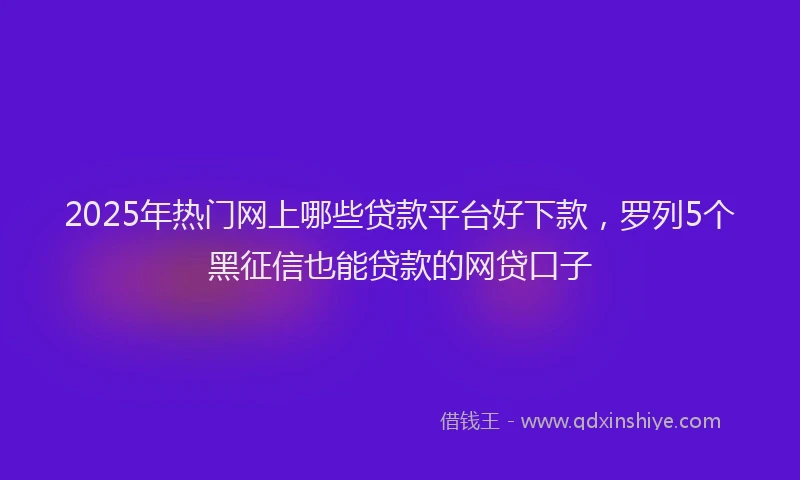 2025年热门网上哪些贷款平台好下款，罗列5个黑征信也能贷款的网贷口子