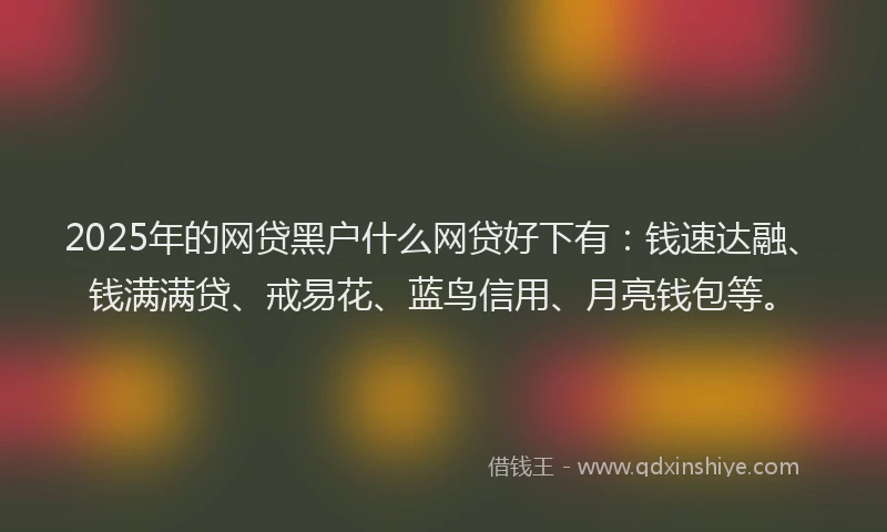 2025年的网贷黑户什么网贷好下有:钱速达融、钱满满贷、戒易花、蓝鸟信用、月亮钱包等。