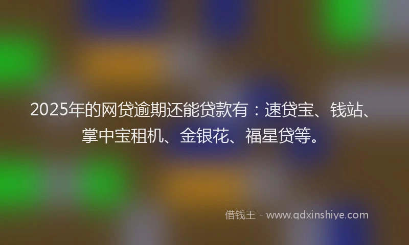 2025年的网贷逾期还能贷款有：速贷宝、钱站、掌中宝租机、金银花、福星贷等。