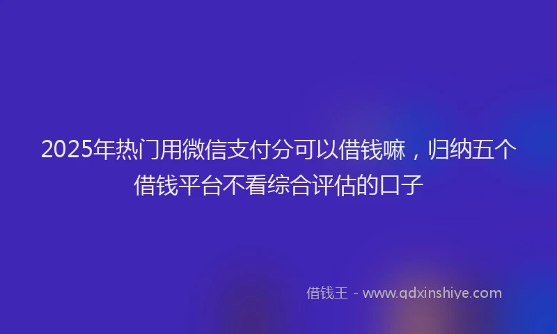 2025年热门用微信支付分可以借钱嘛,归纳五个借钱平台不看综合评估的口子