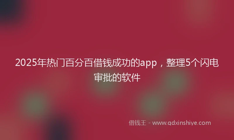 2025年热门百分百借钱成功的app,整理5个闪电审批的软件
