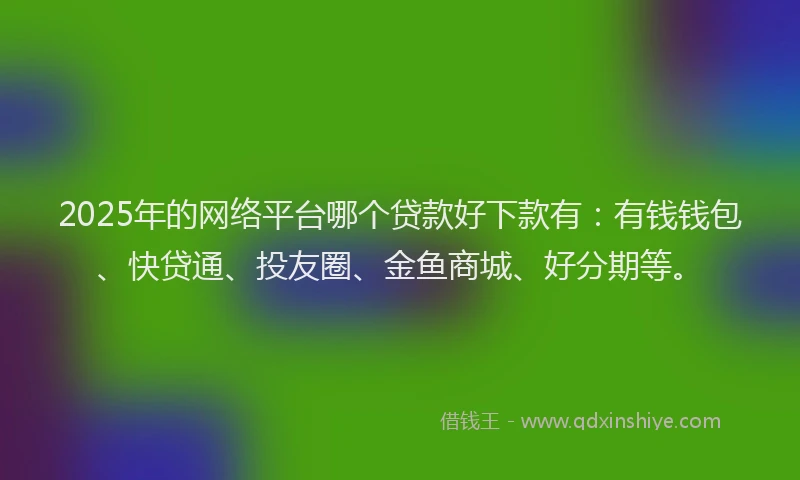 2025年的网络平台哪个贷款好下款有：有钱钱包、快贷通、投友圈、金鱼商城、好分期等。