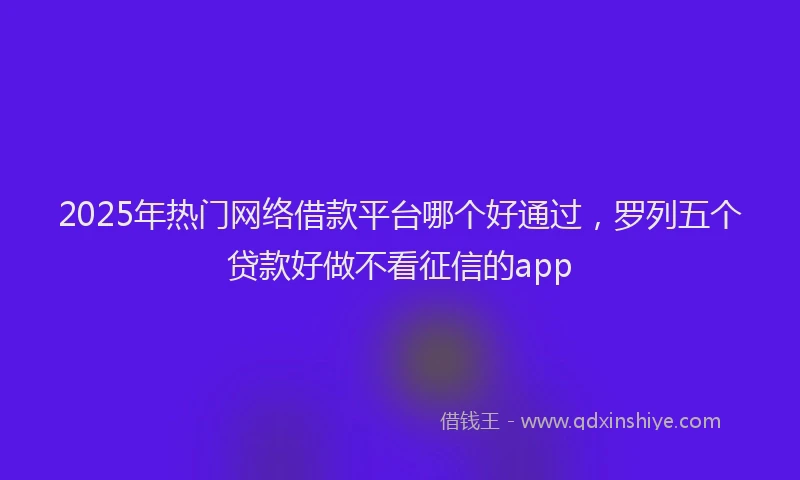 2025年热门网络借款平台哪个好通过，罗列五个贷款好做不看征信的app