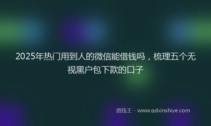 2025年热门用到人的微信能借钱吗,梳理五个无视黑户包下款的口子