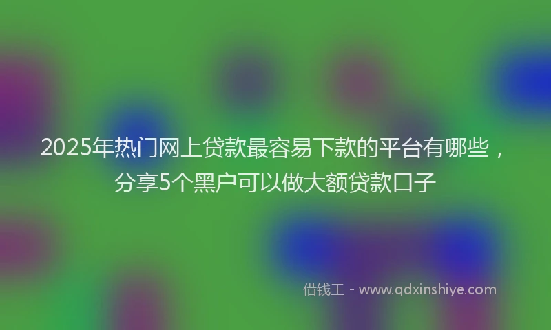 2025年热门网上贷款最容易下款的平台有哪些,分享5个黑户可以做大额贷款口子