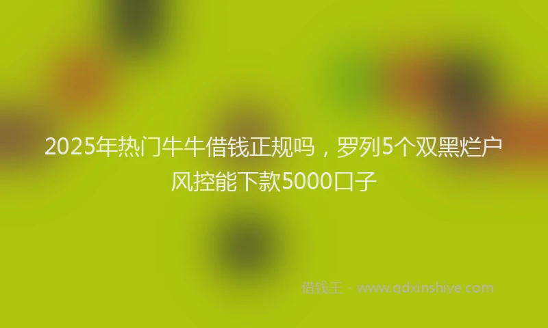 2025年热门牛牛借钱正规吗，罗列5个双黑烂户风控能下款5000口子