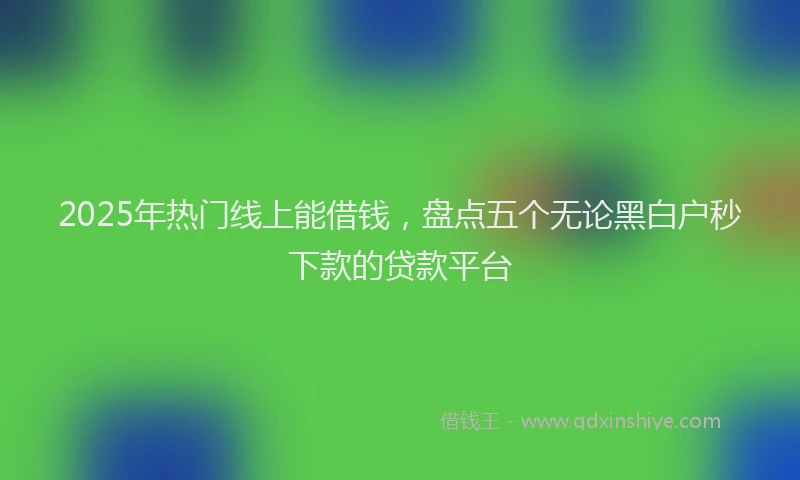 2025年热门线上能借钱,盘点五个无论黑白户秒下款的贷款平台