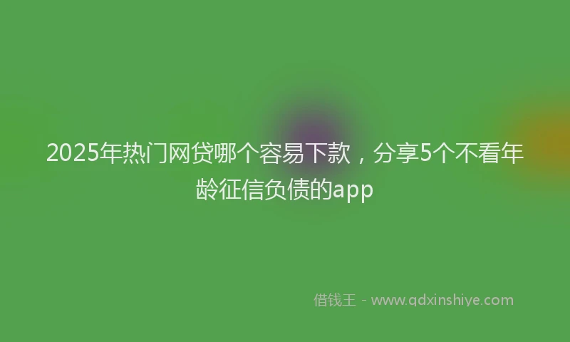 2025年热门网贷哪个容易下款，分享5个不看年龄征信负债的app