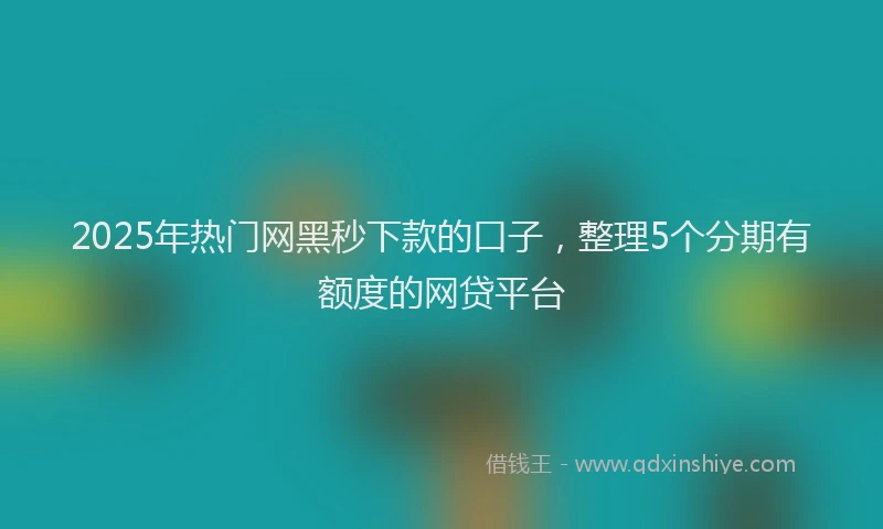 2025年热门网黑秒下款的口子，整理5个分期有额度的网贷平台