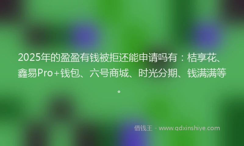 2025年的盈盈有钱被拒还能申请吗有：桔享花、鑫易Pro+钱包、六号商城、时光分期、钱满满等。