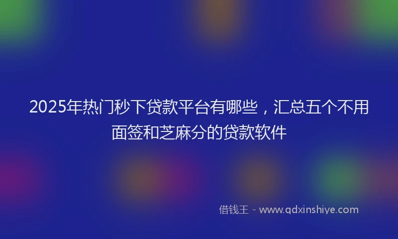 2025年热门秒下贷款平台有哪些，汇总五个不用面签和芝麻分的贷款软件