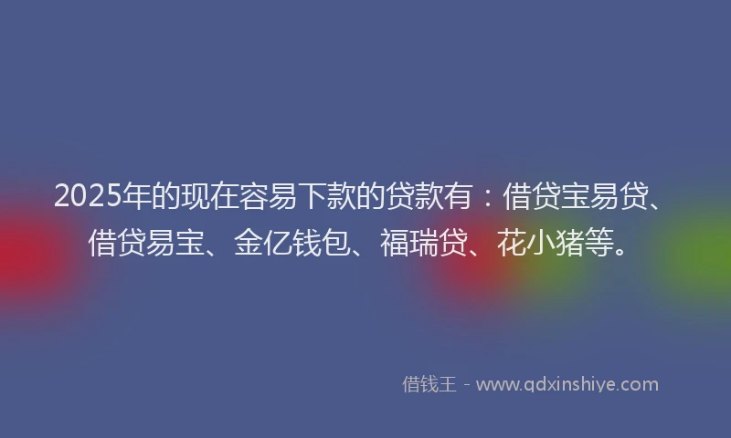 2025年的现在容易下款的贷款有：借贷宝易贷、借贷易宝、金亿钱包、福瑞贷、花小猪等。
